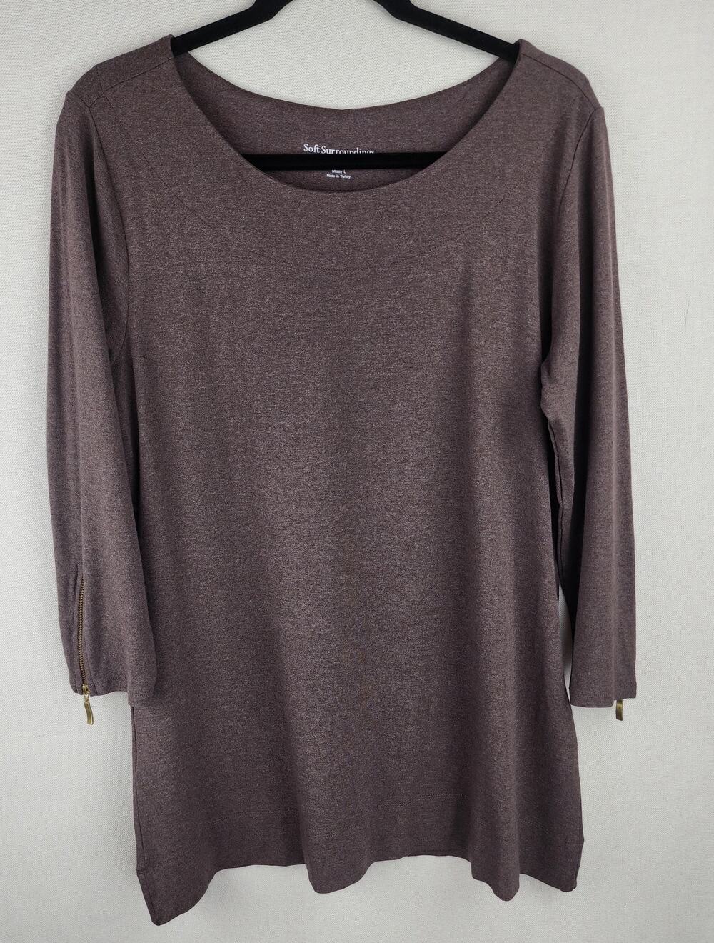 Soft Surroundings Tunic Top Womens L zipper corpcore comfort cozycore Autumn